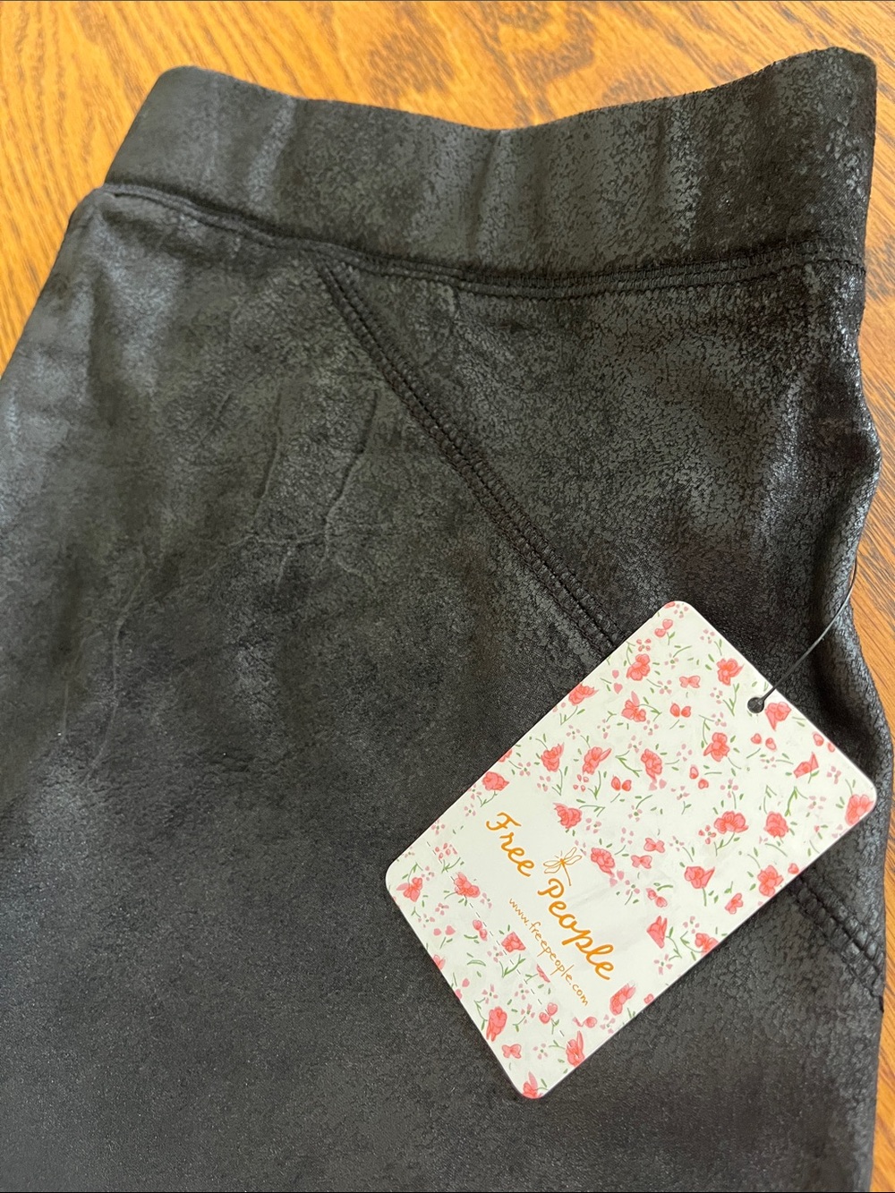 Free People Vegan Suede Leggings in Midnight Black Large NWT
